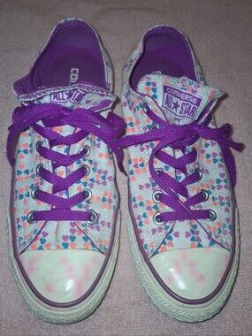 Converse All Star Women Purple Heart Print Low Top Sneakers